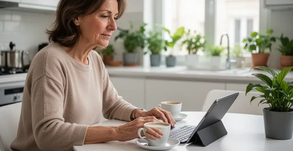 Personne analysant les coûts d'acquisition immobilière sur tablette