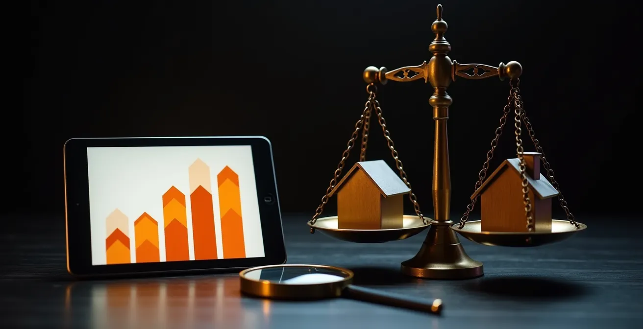 Comparaison visuelle de plusieurs estimations immobilières sur différents supports