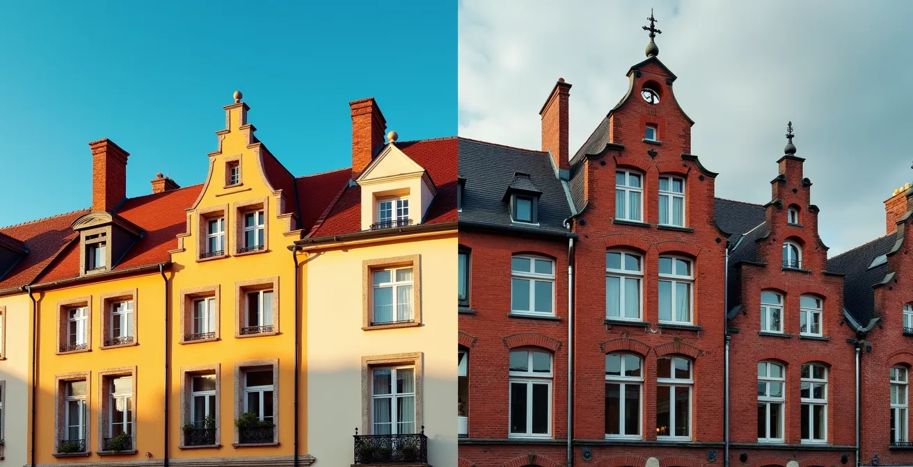 Contraste architectural entre immeubles marseillais ensoleillés et façades lilloises traditionnelles