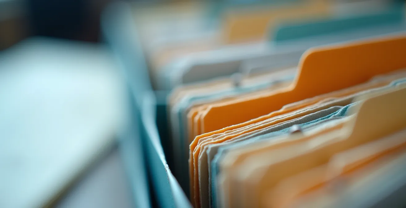 Vue macro détaillée d'un dossier financier professionnel parfaitement organisé