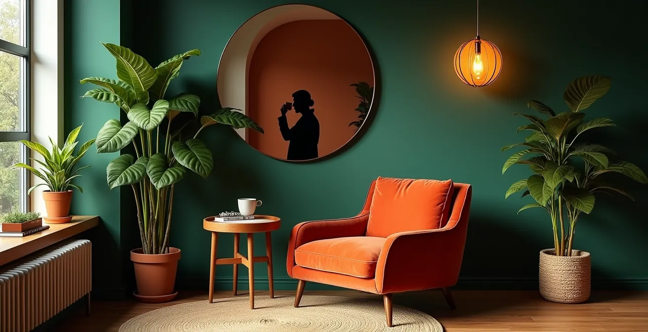 Salon décoré avec style pour location touristique, ambiance chaleureuse