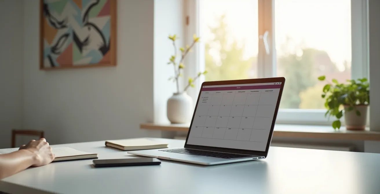 Propriétaire organisant son agenda de visites avec outils numériques de planification